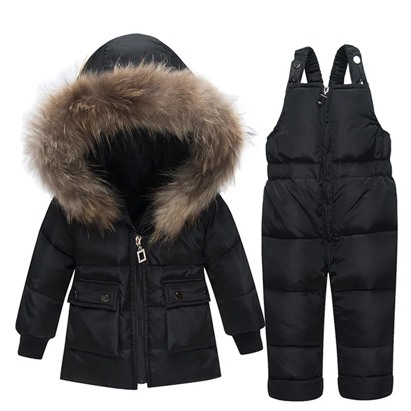 

Winter Warm Baby Girls Down Jackets Baby boy's Snowsuit Ski suit Children's Clothing Sets Down Outerwear Coat+trousers -30degree
