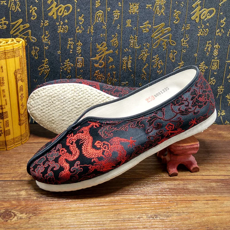 DBTX men casual art Shoes Embroidered Red Dragon Chinese style shaolin kung fu Wing chun tai chi emperor history