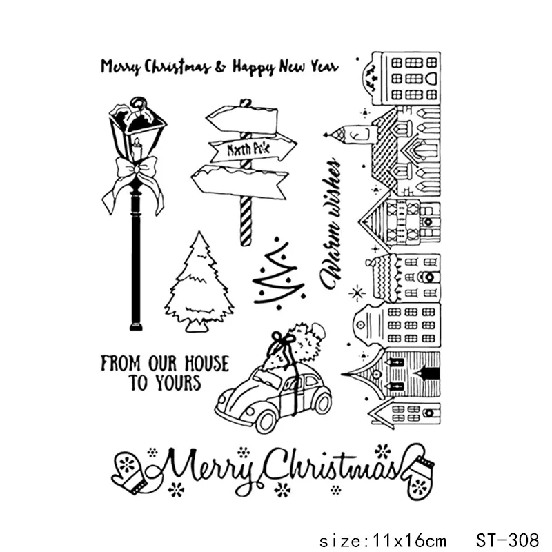 

ZhuoAng Happy Christmas Transparent Clear Stamps / Silicone Seals for DIY scrapbooking photo album/Card Making