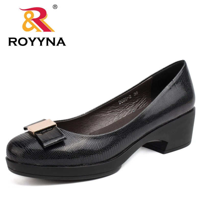 ROYYNA/Новинка года; женские туфли-лодочки в сдержанном стиле; обувь с бантом-бабочкой; женская повседневная обувь с круглым носком; женская обувь на высоком квадратном каблуке
