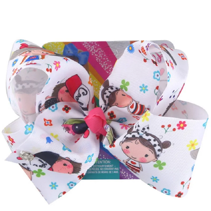 

8" Large Bows for Girls Unicorn Cartoon Girl Heart Hair Bows with Clips Handmade Girl Accessories Hair Claws