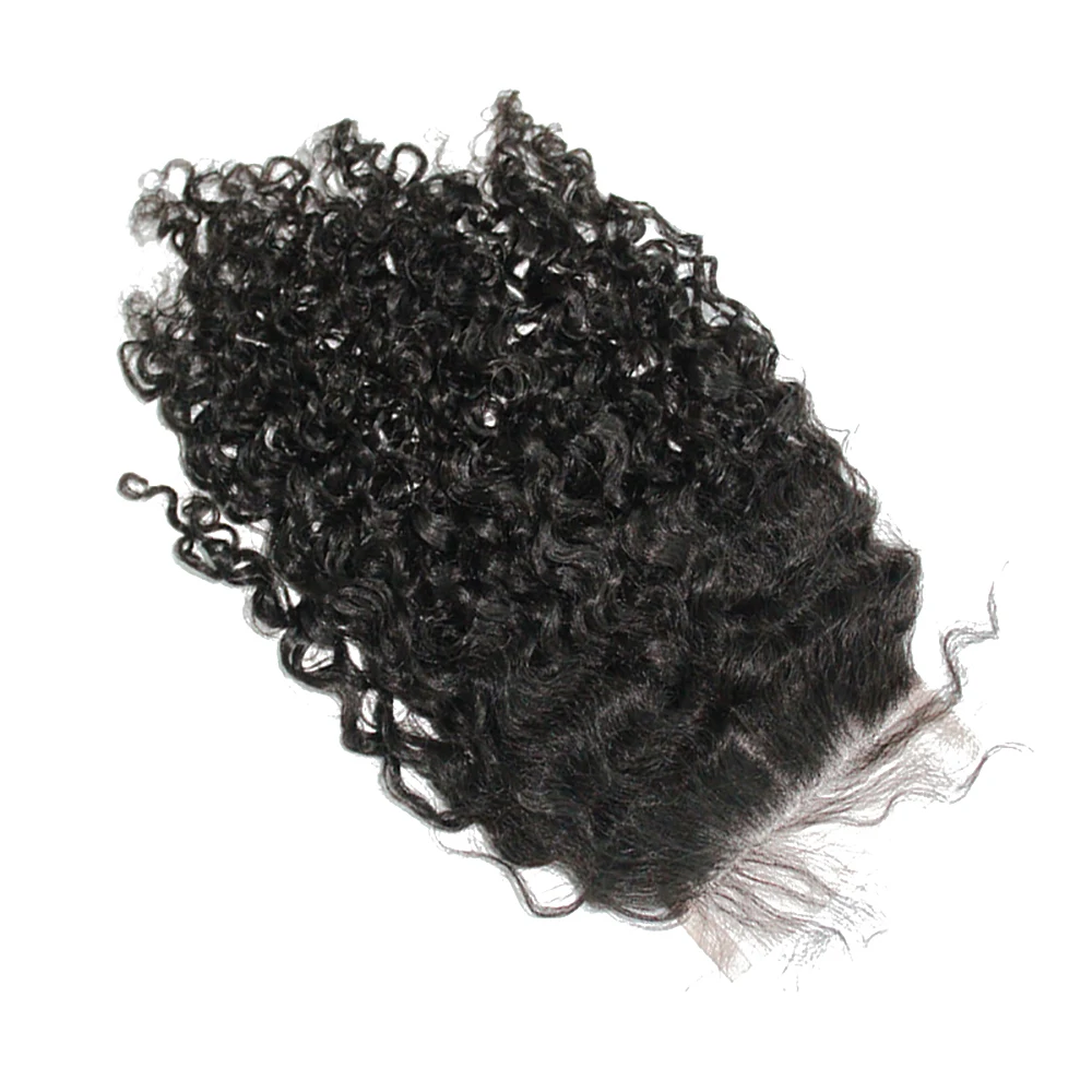 3B 3C кудрявые Кудрявые Кружева Закрытие бразильские человеческие волосы свободная часть натуральный черный цвет когда-либо красота Remy