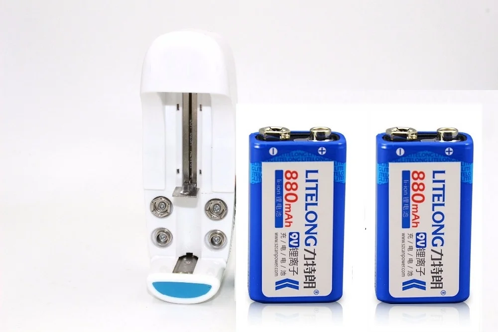 2PCS 9v 880mAh li-ion lithium Rechargeable 9 Volt Battery + | Электроника