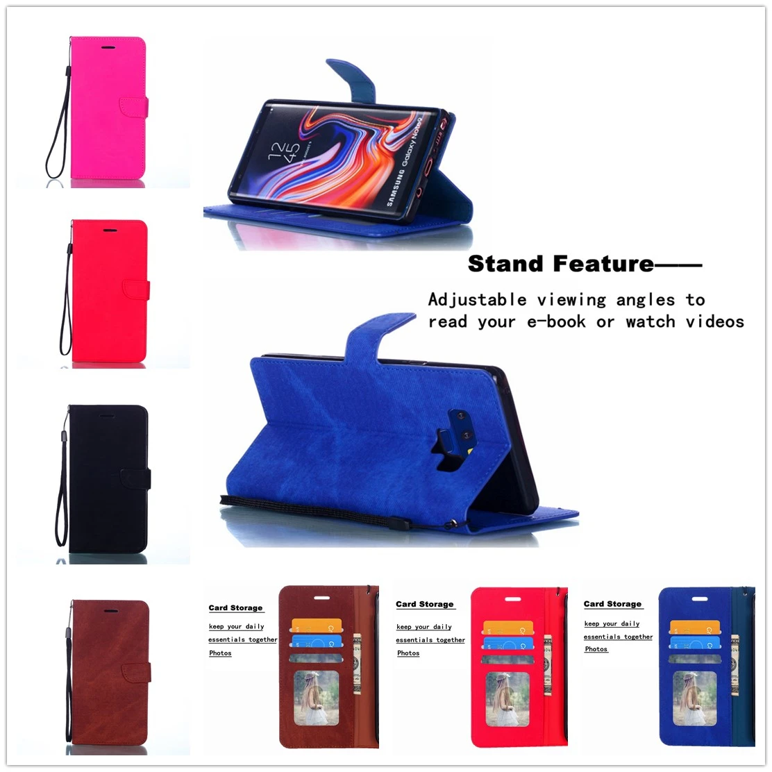 

New Wallet Case for Samsung Galaxy S9 S8 Plus Leather Funda for Samsung Note 9 Note8 Drapery Book For Samsung A7 A6 A8 2018 Plus