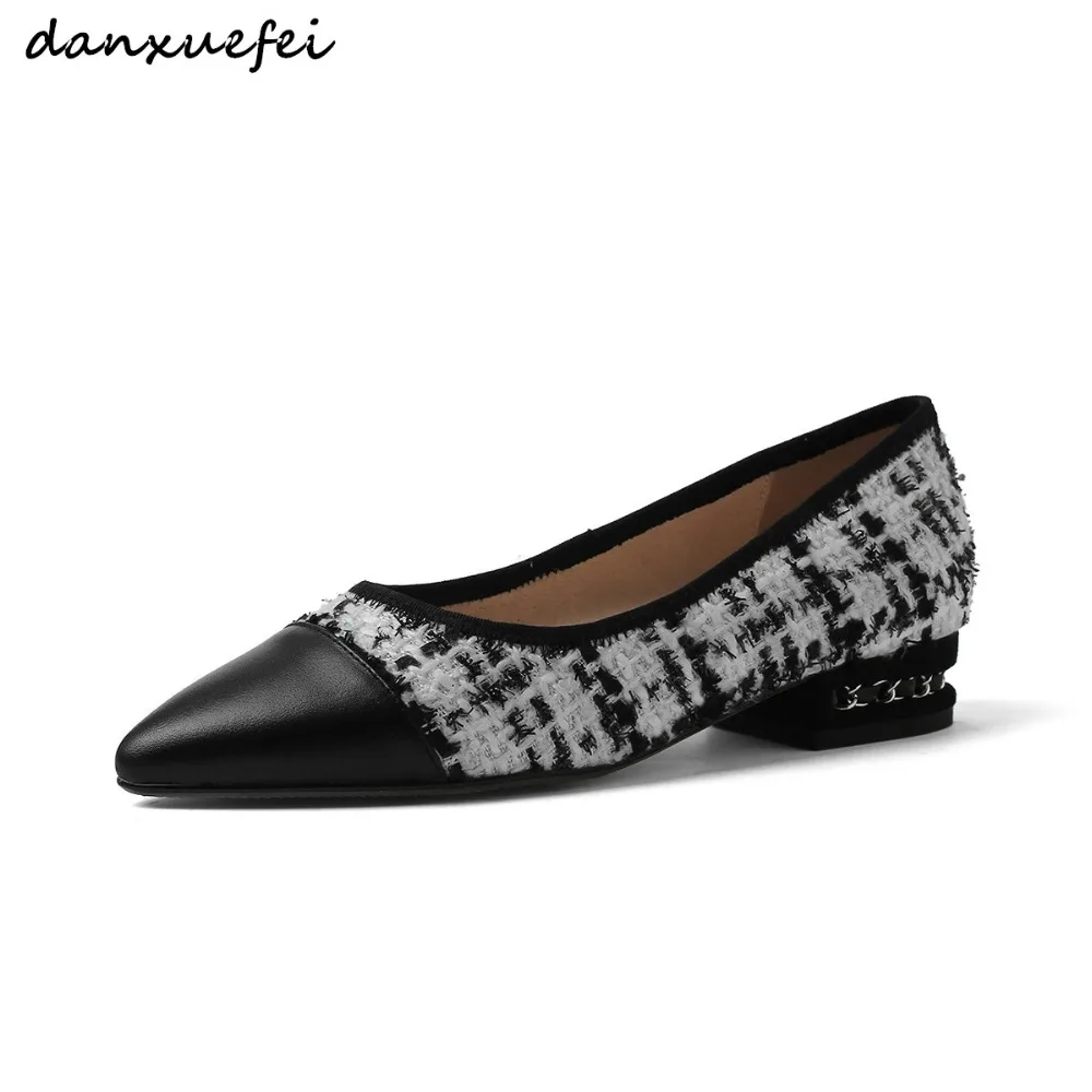 Ballet white Haute Femelle Simples Appartements Loisirs En Qualité Nouveau Black Cuir Slip Chaussures Printemps Femmes Véritable Patchwork on Tissu De 7qHWBTZ