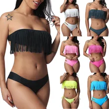 MUQGEW женский купальник бикини с открытыми плечами женский однотонный пуш-ап бюстгальтер с мягкими чашечками пляжный комплект бикини купальник пляжная одежда купальники#0606