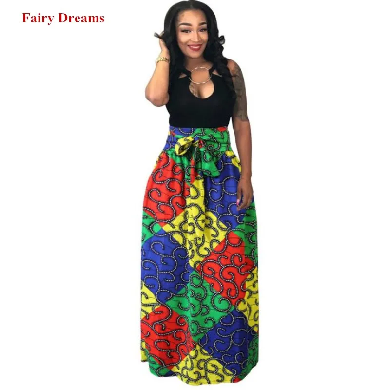 

Traditional African Clothes For Women Print African Skirt Plus Size 4XL Ladies Kanga Clothing Pleated Bandage Skirts New Style