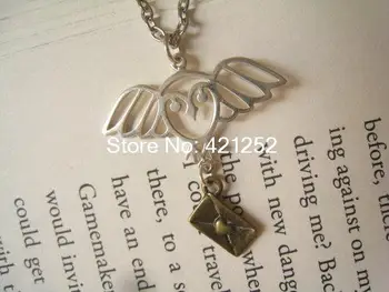 

20pcs Hedwig Necklace. HP Jewelry Owl Silver Chain Envelope Charm. Hogwarts Letter. Fantasy. Wizard. Woodland Animal