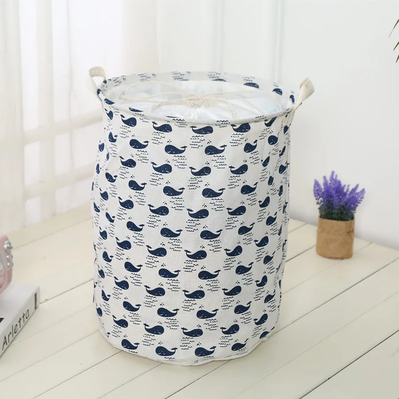 2019 Japanese Style Clothes Storage Bag Large Beam Hamper Fabric Cotton And Linen Small Tree Hedgehog Toy Storage Bucket