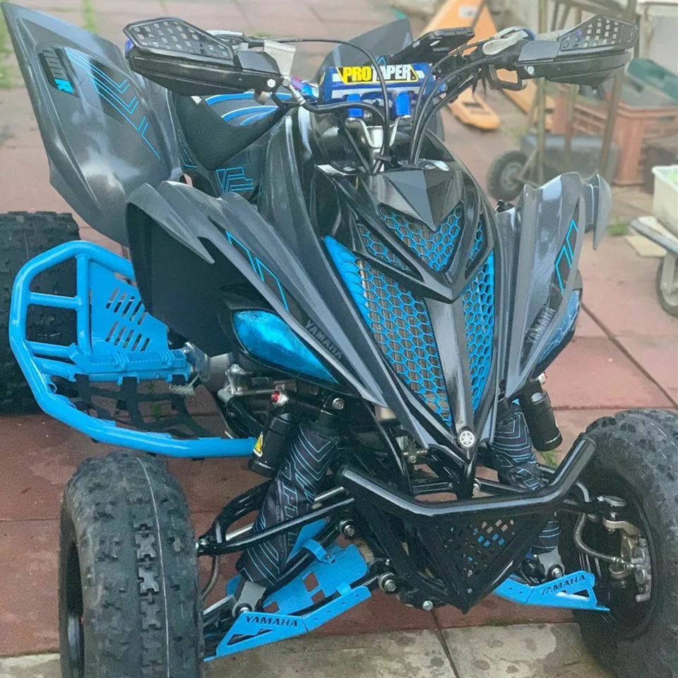 Yamaha Raptor 700 Yfm700R Nerfbars Atv Nerf Bars Black Bars//Blue Nets