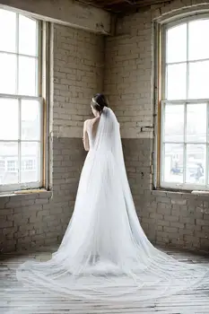 

chapel length veil, cathedral length wedding veil, ivory Tulle, bridal veil