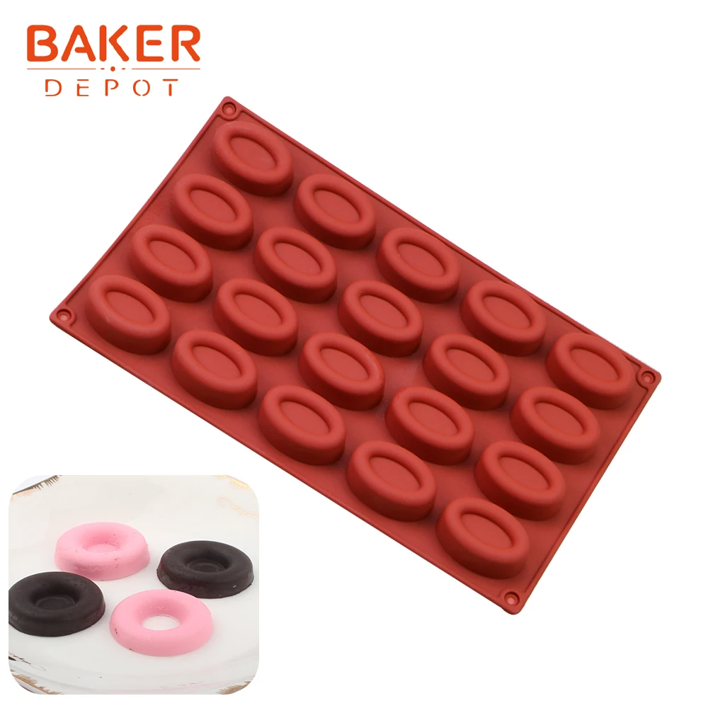 

BAKER DEPOT donut silicone mold for cake candy chocolate oval donuts cookies form cake decoration mould 20 hole pastry bakeware