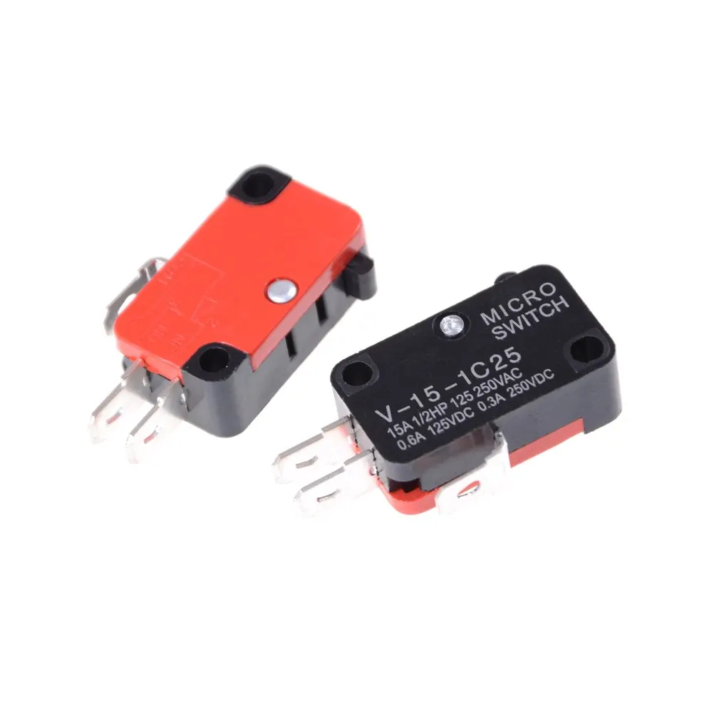 

Hot Sale 5pcs/lot 250V 16A Microwave Oven Door Arcade Cherry Push Button SPDT 1 NO 1 NC Micro Switch V-15-1C25