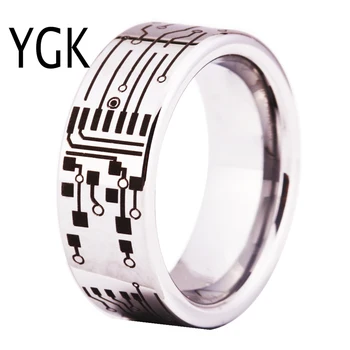 

Unique fashion Gift Ring for Men Women Wedding Band Jewelry Gift Ring for Men CIRCUIT BOARD Design Tungsten Ring men anniversary
