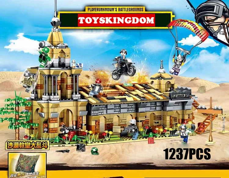 

Modern military game PUBG battlefield moc scenes building block army figures Desert Church batisbrick bricks boys toys