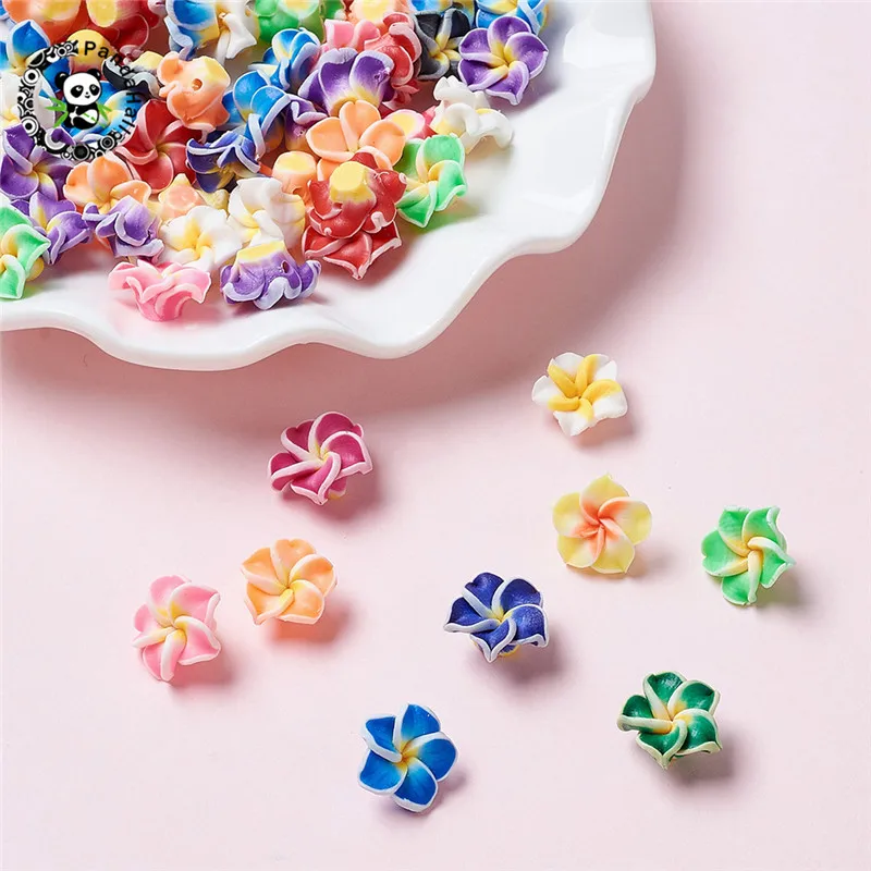 Handmade Polymer Clay Flower Plumeria Beads for Jewelry Making 12mm 15mm 20mm 30mm