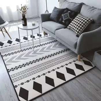 

High-end Luxury Cotton Linen Fabric Thicken Carpet High Quality Large Short Plush Rugs Parlor Floor Mat Soft Bedside Blanket