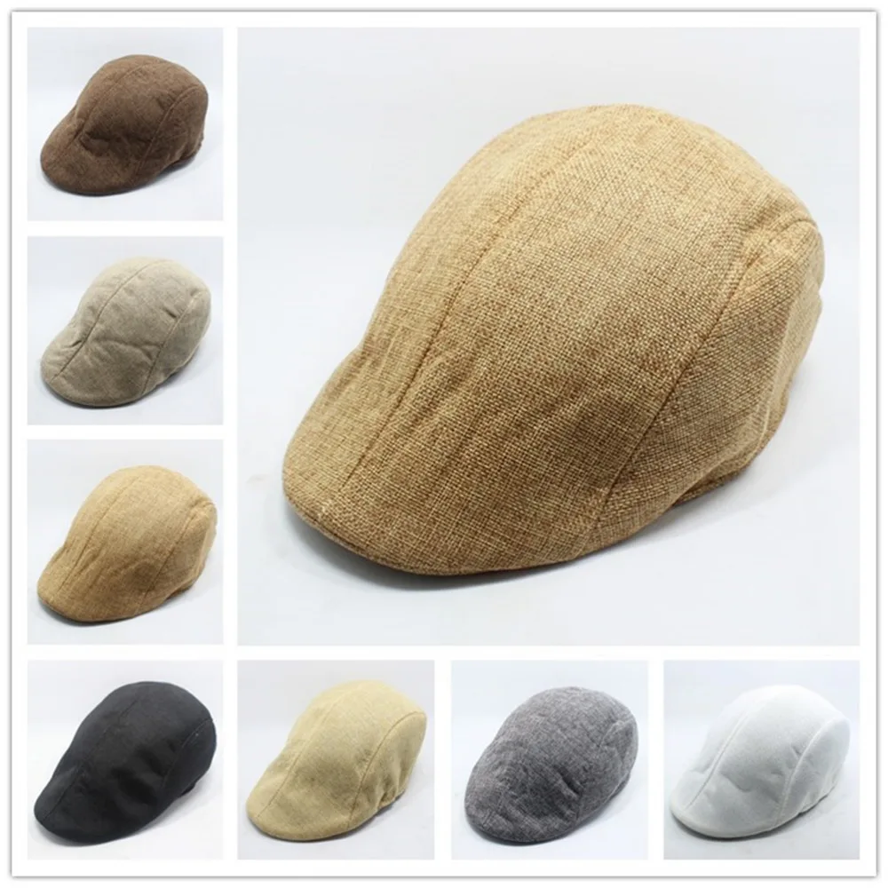 New Mens Vintage Herringbone Flat Cap Peaked Riding Hat Beret Country