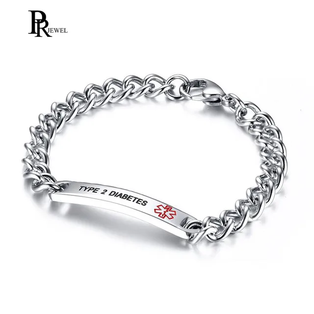 8 0 Type 2 Diabetes Stainless Steel Medical Alert Bracelet For 8 0 Type 2 Diabetes Stainless Steel Medical Alert Bracelet For Women Men Id Jewelry