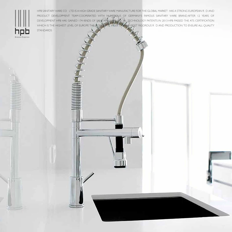 

Spring Style Kitchen Faucet Brushed Nickel Faucet Pull Out Torneira All Around Rotate Swivel 2-Function Water Outlet Mixer Tap