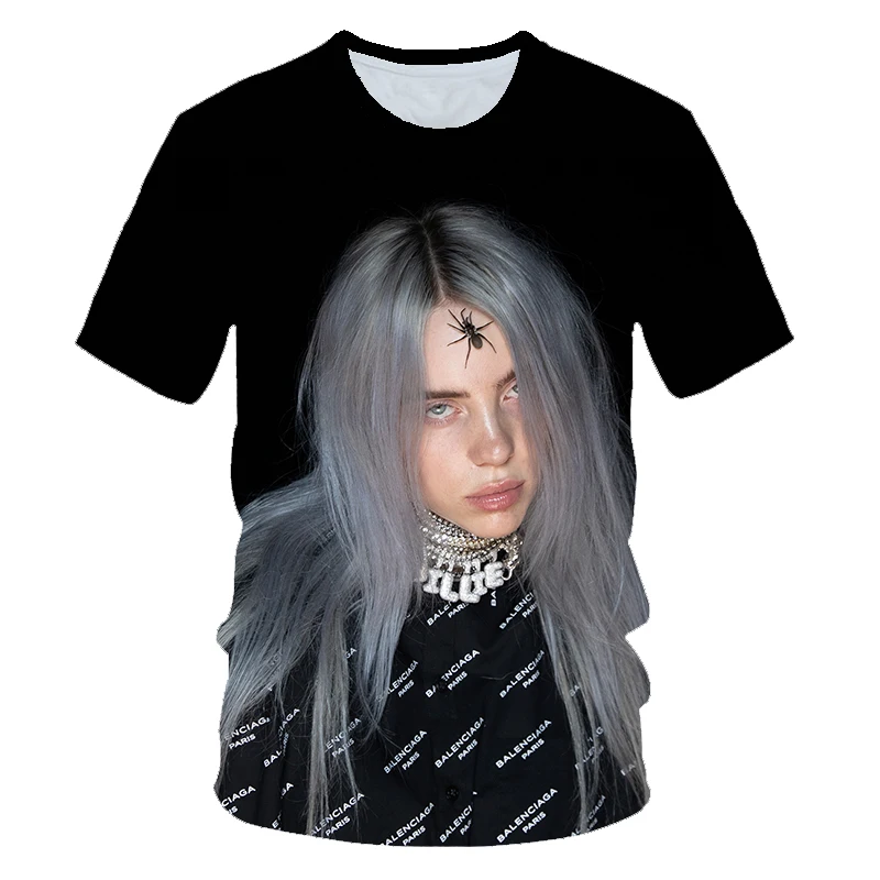Новая 3D футболка Billie Eilish новая модная Мужская/Женская Популярная с коротким