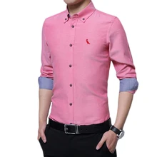 Dudalina 2017 бренд HO Для мужчин S masculina Хлопок Для мужчин с длинным рукавом Slim Fit платье с вышивкой оксфордская рубашка текстиль плюс Размеры m-5XL