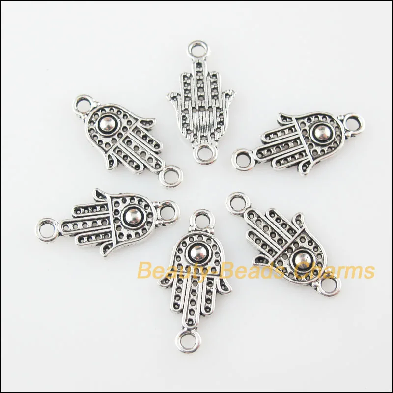Модные 25 шт. Тибетский серебристый цвет ладонь Подвески Разъемы 10.5x20.5mm|Шармы| |