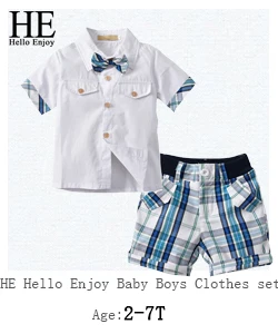 HE Hello Enjoy/Одежда для маленьких мальчиков осенняя одежда для мальчиков Однотонная футболка с длинными рукавами+ штаны, спортивные костюмы, детская одежда Комплекты для мальчиков возрастом от 1 года до 5 лет