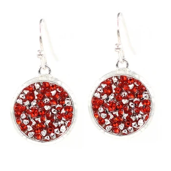 

Silver Plated Small Pave Disc Gorgeous Color Drop Earrings Women Fashion Jewelry