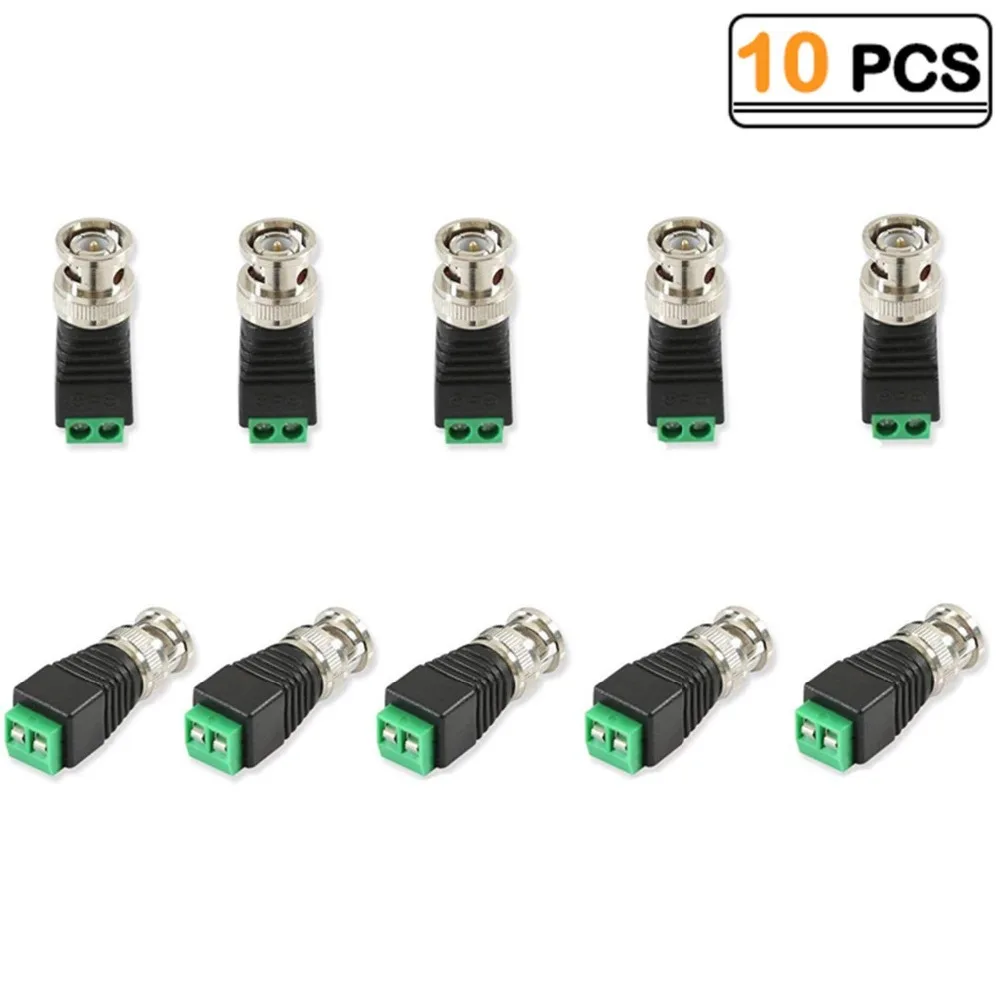 

Anpviz 10pcs/lot Mini Coax BNC Connector UTP Video Balun Connector BNC Plug DC Adapter For CCTV Video Surveillance Camera KIT