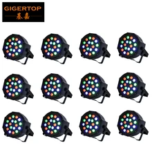 12 шт./лот 18X3 Вт RGB контройлер с плоский светодиодный Par Светильник DMX 512 светодиодный сценический светильник 3/6 Каналы Пластик чехол светодиодный сценический светильник ing светодиодный Par