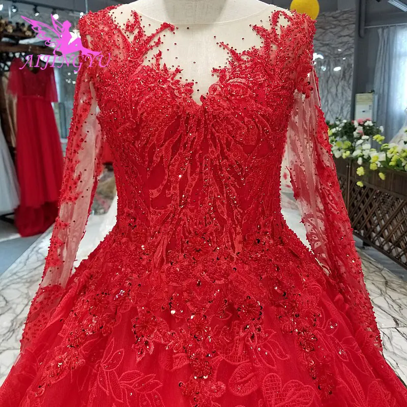 

AIJINGYU Wedding Dress With Long Sleeves Lace Ball Gowns 2018 Newest Rustic Gothic Plus Size The Wedding Gown