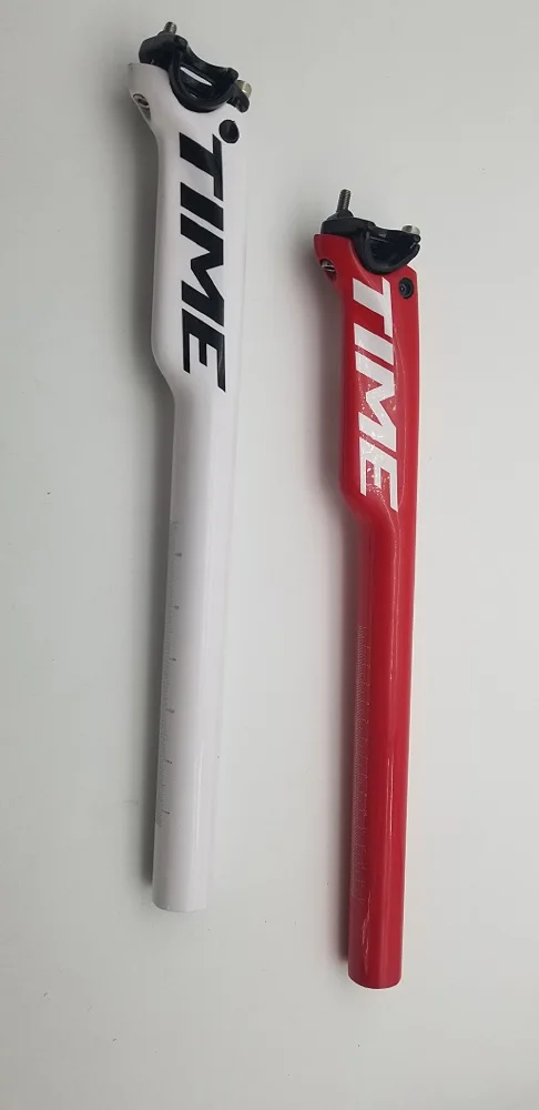 TIME Bicycle Seatpost Bike Seat Posts Carbon Seatpost Road Mtb 3K Gloss Red/White Seatpost Offset Seat post