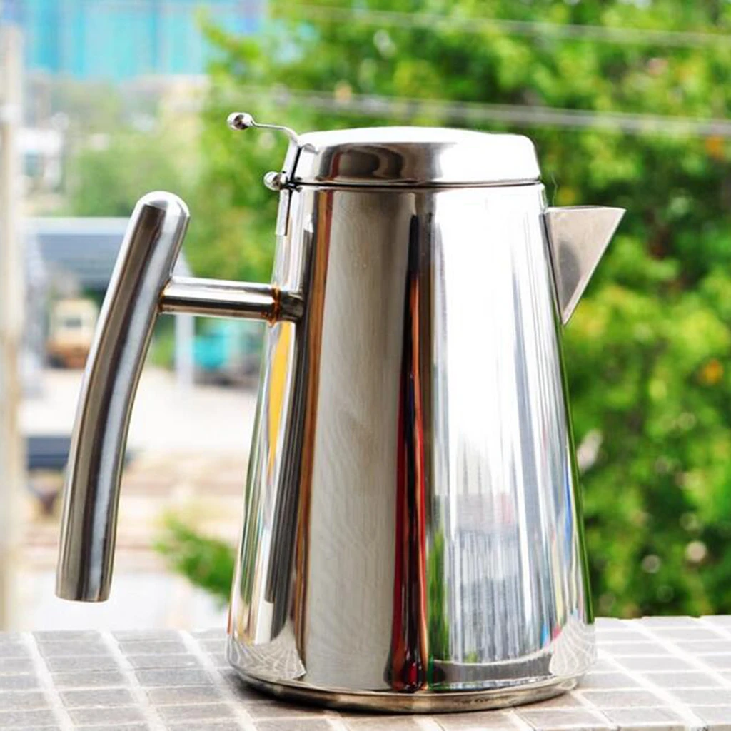 Stainless Steel Cold Water Juice Coffee Pot Teapot Jug for Kitchen Dining Teapots Water Kettle 1.2L 1.7L Silver 