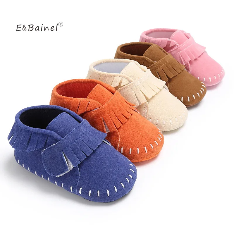 

E&Bainel Soft Moccs Baby Moccasins Shoes Fringe Soft Soled Anti-slip Crib Shoes PU Suede Leather Newborn First Walkers Baby Shoe