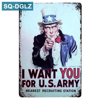 

[SQ-DGLZ]Hot I WANT YOU Poster Metal Sign Retro Store Wall Decor Vintage Metal Crafts Home Decor Painting Plaques Art Poster