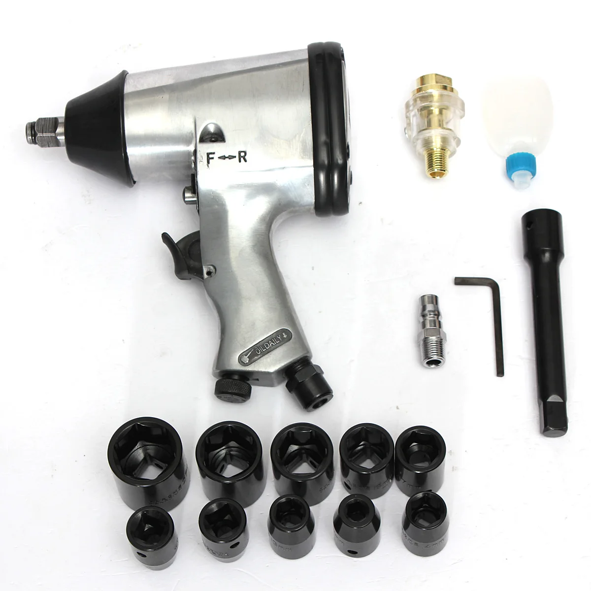 17PC/set 1/2" Air Impact Wrench Kit Rattle for Gun Socket Tool Set Pneumatic Metric on