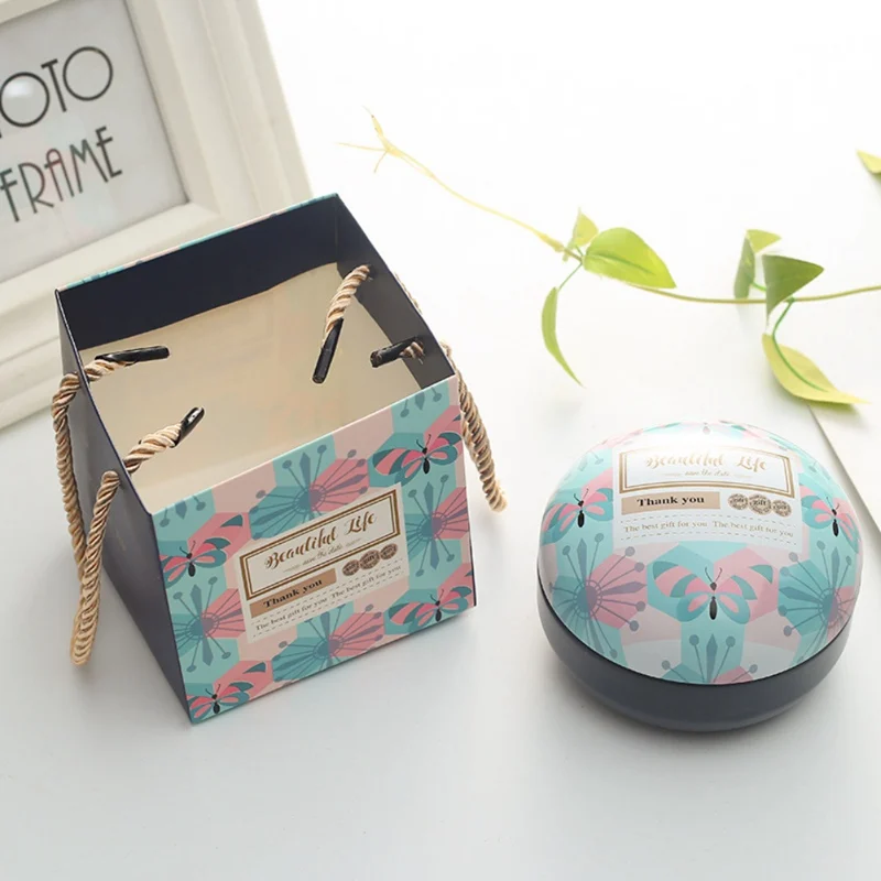 Индивидуальная жестяная коробка для конфет, плоская круглая маленькая Подарочная коробка для ювелирных изделий, Подарочная коробка для птиц, сумка для дома и сада, праздничные вечерние принадлежности - Цвет: F2