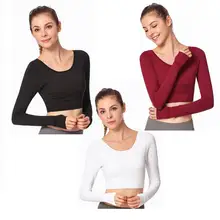 Футболка с длинными рукавами для йоги, Женская Спортивная одежда для занятий спортом, бега, фитнеса тренировочные Трико-тройники