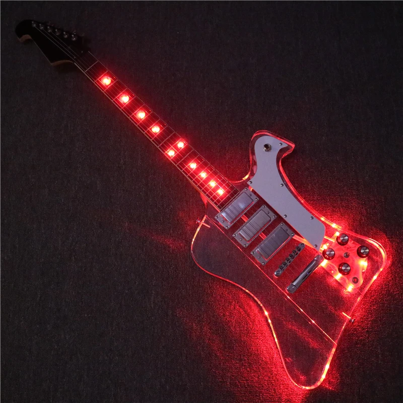 

Afanti Music mini pickups Acrylic Body Firebird Electric guitar with Red LED lights (PAG-137)