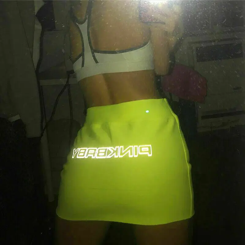 

Women Shiny High Waist Jersey Reflective Skirt Ladies Summer Bodycon Slim Tight Tube Stretch Pencil Mini Skirt New