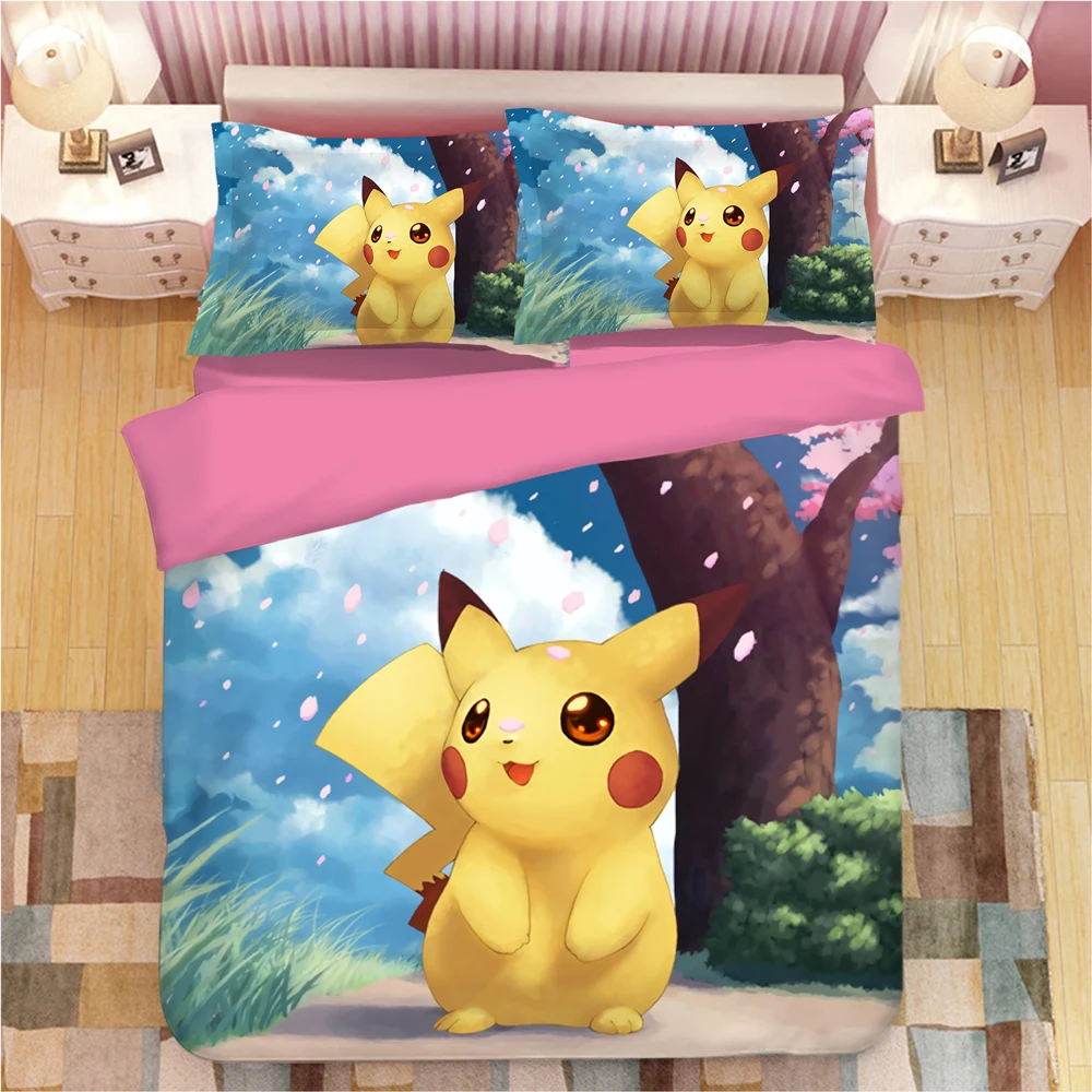 Pokemon Cartoon Anime Bedding Set Duvet Covers Pillowcases Pikachu Kids Room Decor Comforter Bedding Sets Bed Linen Bedclothes Pokemon Cartoon Anime Bedding Set Duvet Covers Pillowcases Pikachu Kids Room Decor Comforter Bedding Sets Bed Linen Bedclothes