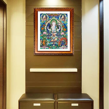

Tibetan Buddhist Thangka murals religious hanging paintings four arm Guanyin painting