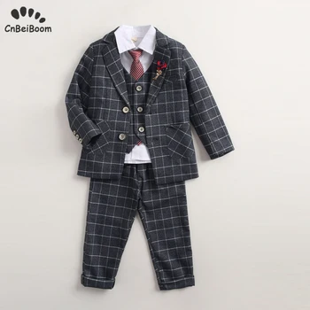 

Flower boy suits Evening Formal Blazer Clothing Set Kids Jacket Vest Pants 3Pcs Wedding Tuxedo Suit Children Birthday Costume