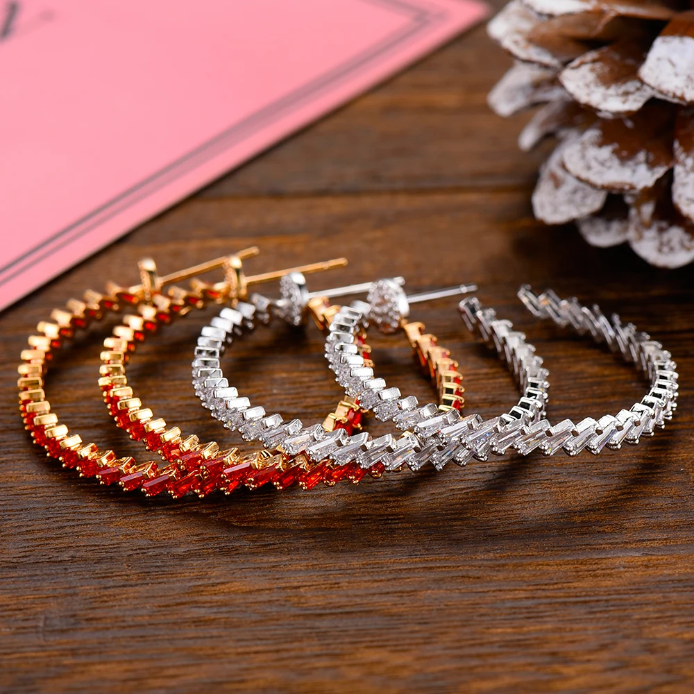 GODKI 39mm Luxury CZ Cubic Zircon Statement Big Hoop Earrings For Women Wedding DUBAI Bridal Hoop Earring 2019