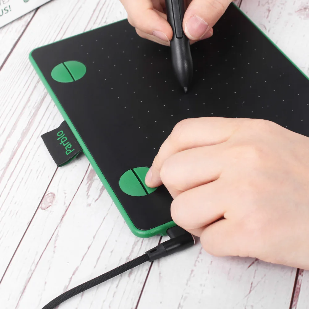 Goede Parblo A640 7.2*5.9 Inch Digitale Pen Tablet Grafische Tekening Tablet 8192 Niveaus Druk Batterij Gratis Stylus Zwart  groene Kleur