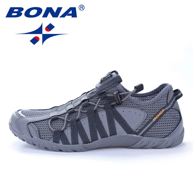 BONA New Popular Style Men Running Shoes Lace Up Athletic Shoes Outdoor Walkng jogging Sneakers Comfortable Fast Free Shipping DARK GREY