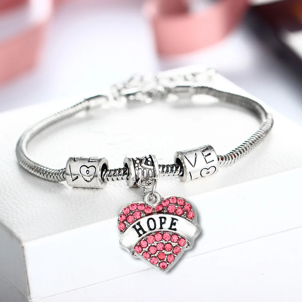 

Fashion Mother Jewelry Family Mom Daughter Bracelet Pendant Heart Shape Rhinestone For Women Gifts Brand Charm Bracelets