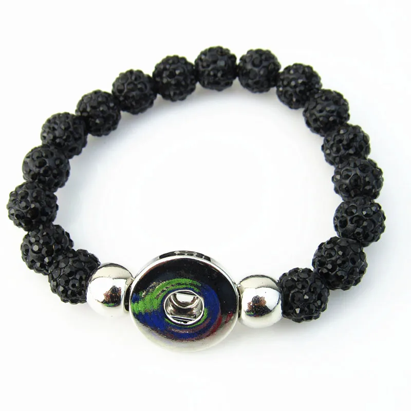 wholesale snap jewelry black rhinestone handmade Elastic snap button