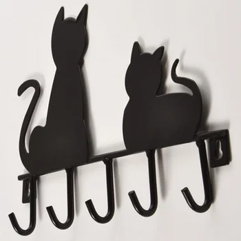

Fashion cat shape design Metal Iron Wall Door hat coat Clothes key hanging Decorative Wall Hooks Robe Hanger with 5 hooks